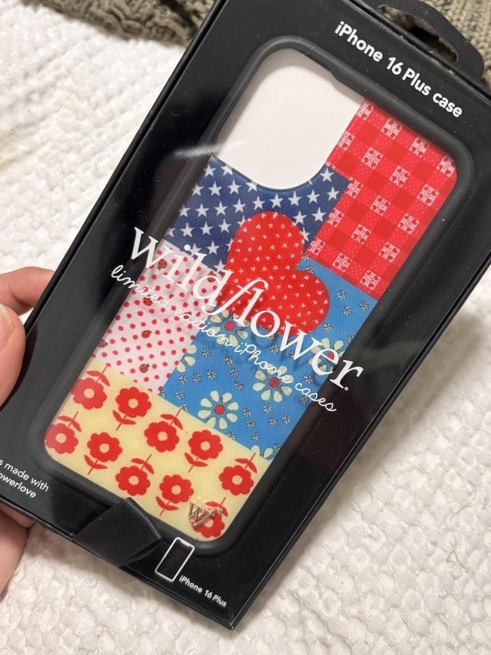 Wildflower Patchwork Heart iPhone Case in Red, Blue & Cream